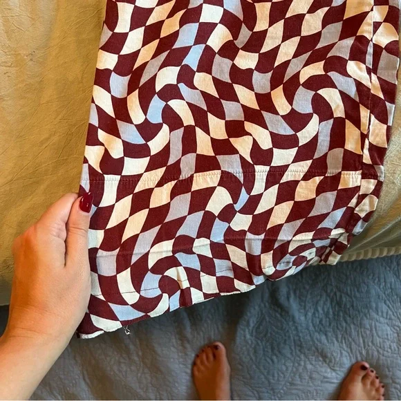 Maeve Burgundy and White Patterned Colette Pants - Picture 3 of 5